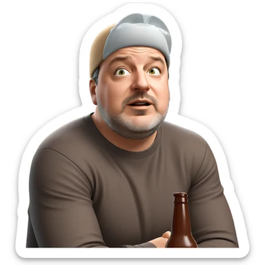 guy with bottle indoors sticker