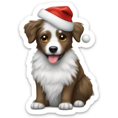 Aussiedoddle wearing a Santa hat sticker