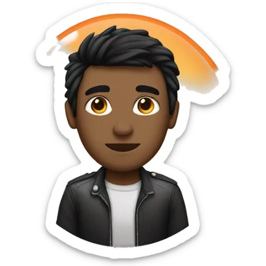 black hair with Mullet haircut shaved sizes, and orange streaks sticker