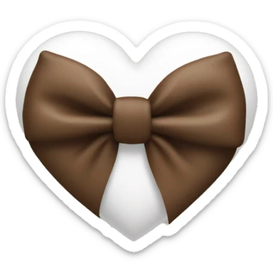 White heart brown bow sticker