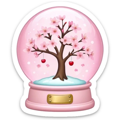 Pastel pink snow globe，Cherry blossom sticker
