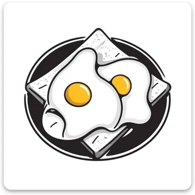sunny side up eggs on toast, hand drawn doodle, playful and sketchy sticker