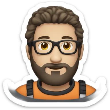 caucasian man astronaut black beard, man-bun and glasses sticker