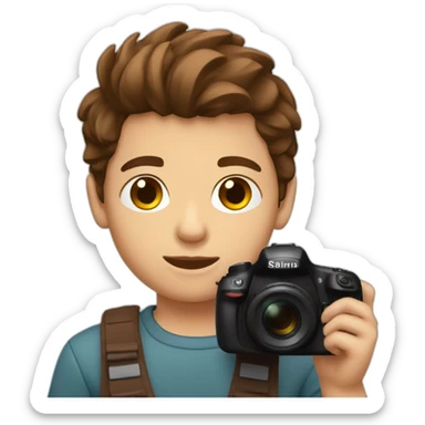 boy brown hair brown eyes taking picuture with a dslr sticker