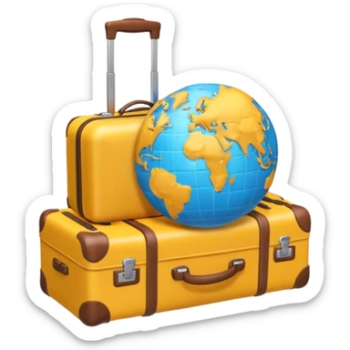 world emoji with luggage bag  sticker