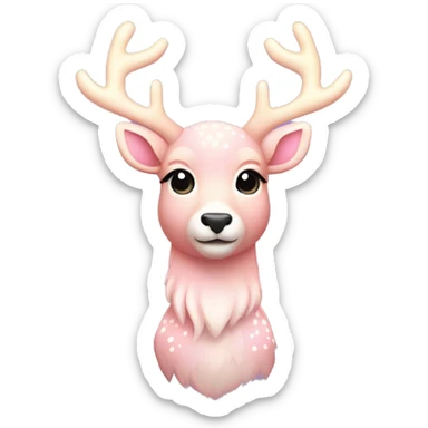 Deer "A pastel pink deer with a glowing, soft fur coat, shimmering antlers adorned with tiny star patterns, and a faint magical aura." sticker