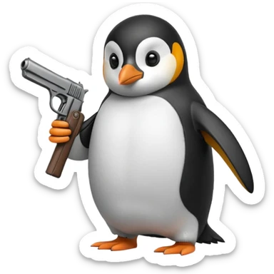 Pinguin mit pistole sticker