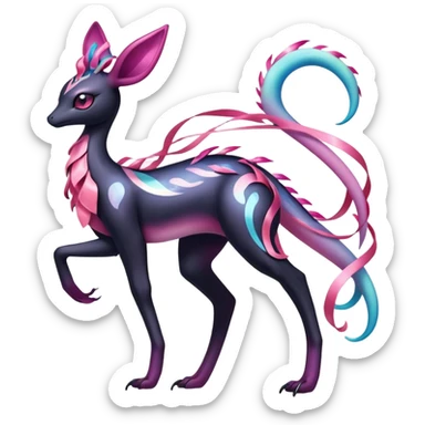 Black Dark Shiny Gothic Exotic Amaura-Salazzle-Aurorus-Sylveon-Fakémon-hybrid-creature (full body)  sticker