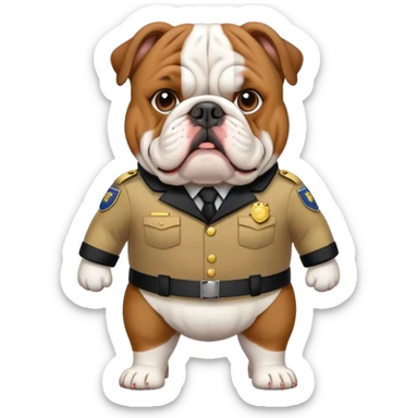 english bulldog wearing a security uniform sticker