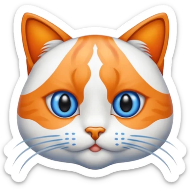 gatito blanco con manchas naranjas y ojos azules sticker