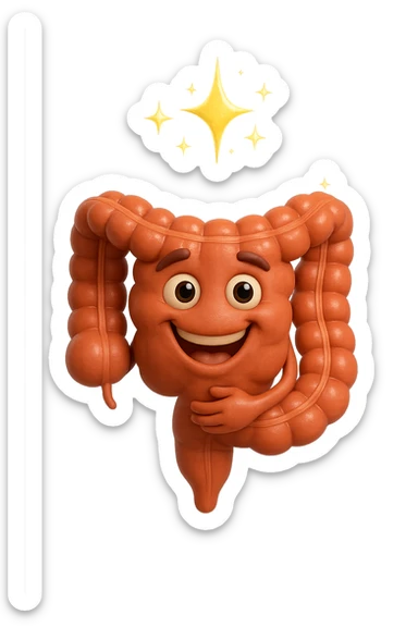 fammi un intestino identico a questo, ma felice e con le scintille di splendore dorate sopra, si sta rinnovando come se fosse in ottima salute sticker