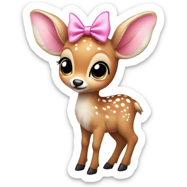 baby deer with fairy wings and a pink bow around its neck  sticker