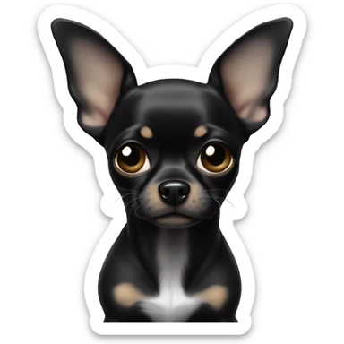 all black skinny chihuahua with bent ears  sticker