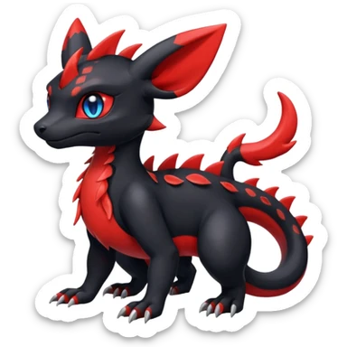 Cute Shiny Guilmon-Salandit-Umbreon-Fakémon-hybrid-creature (full body)  sticker