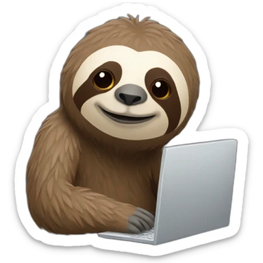 The sloth works at the computer sticker