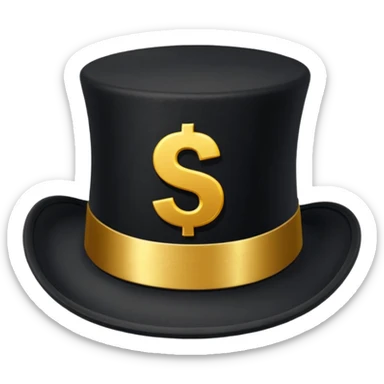 top hat with "$" print sticker
