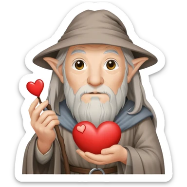 Gandalf holding a heart sticker