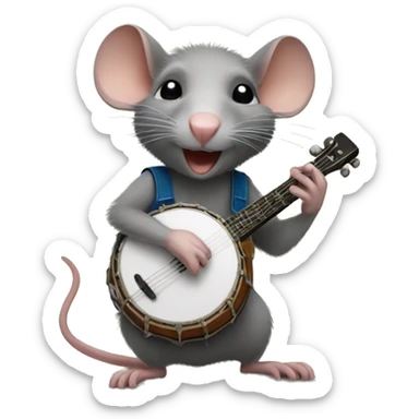 Rat playing banjo sticker