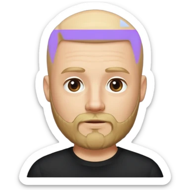 Bearded bald blonde man black shirt bald sticker