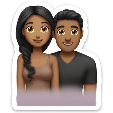 brown girl with brown hair brown guy with black hair plaaning a romantic gateaway sticker