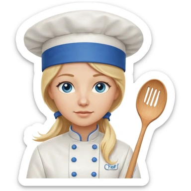 Long Blonde hair blue eyed female chef sticker