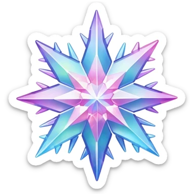 Gradient iridescent Pastel rainbow Pink violet blue crystal star snowflake  sticker