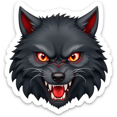 angry snarling black wolf with red eyes sticker