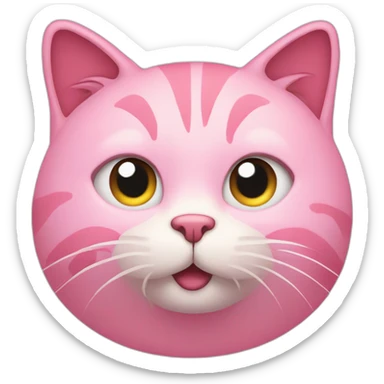 pink cat blinking with a sly eye sticker