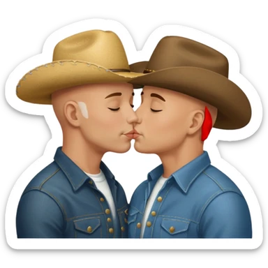 Bald men cowboy kissing sticker
