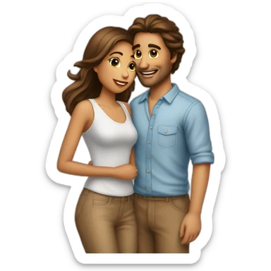 Couple bisous homme et femme brun sticker