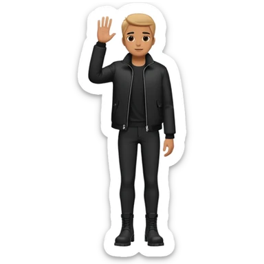 Full body standing male figure wearing black jacket, black pants, and black boots sticker