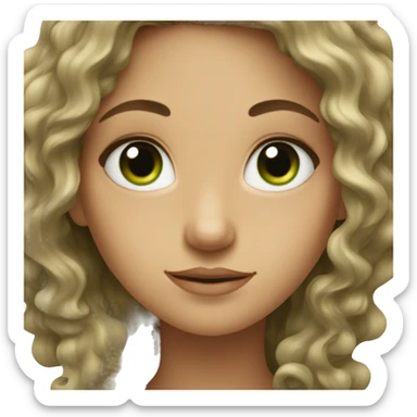 girl with green eyes and long dark curly hair sticker