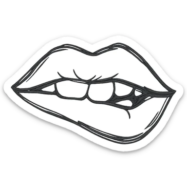 biting lip sticker