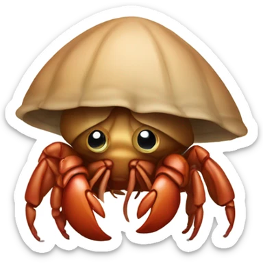 Sad hermit crab hiding sticker