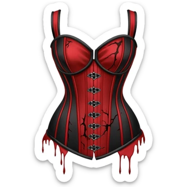 Torn silk corset with dried blood marks, gothic erotic relic sticker