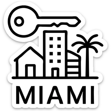 Ícono de real estate que refleje que contamos con acceso real al mercado inmobiliario de Miami: Desde propiedades off-market hasta alianzas directas con desarrolladores de lujo. sticker