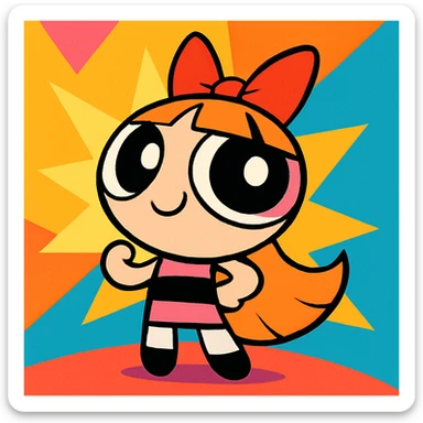 Powerpuff Girls character with a proud emotion, cartoon style, vibrant colors sticker