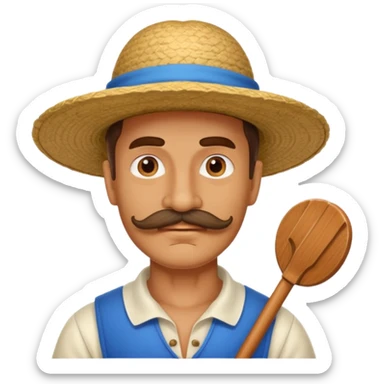 big mustache man and venice gondolier hat sticker