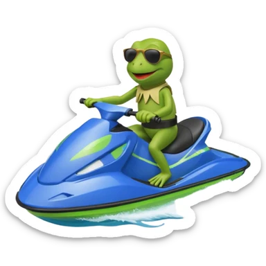 Kermit riding a blue jet ski sticker