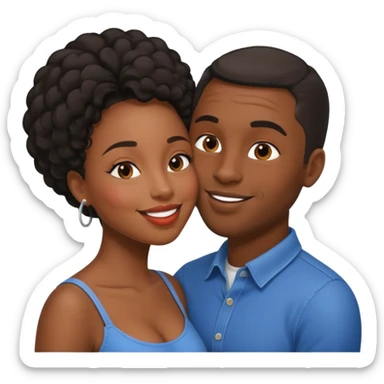 black boyfriend kissing black girl sticker