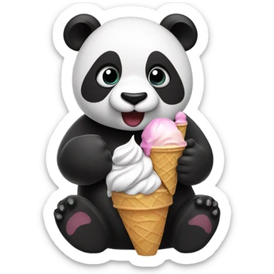 Panda eating ice cream sticker