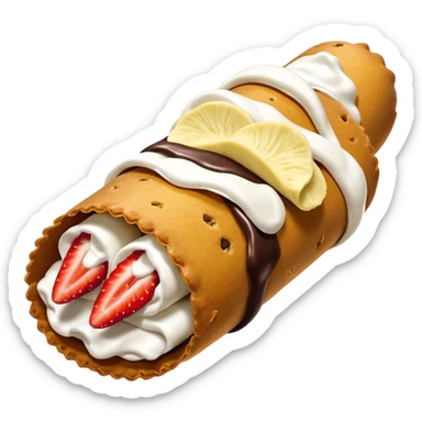 one strawberry, one chocolate and one banana canoli sticker