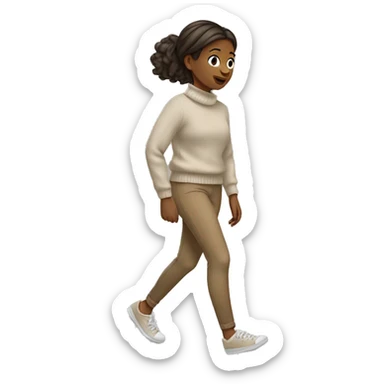 Girl walking in beige sweater  sticker