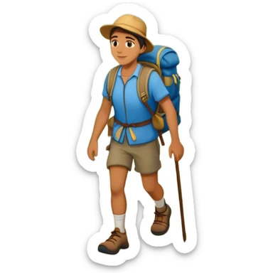 lonesome hiker walks down the camino de santiago path sticker