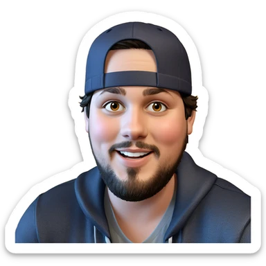 smiling boy in baseball cap sticker