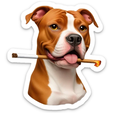 Red pit bull smoking a blunt  sticker
