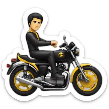 Bruce Lee sur une moto sticker