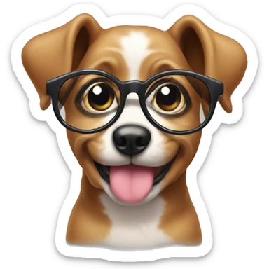 Puppy face with giant eyes and glasses sticker