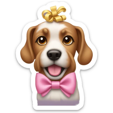 dog wearing a hairbow  sticker