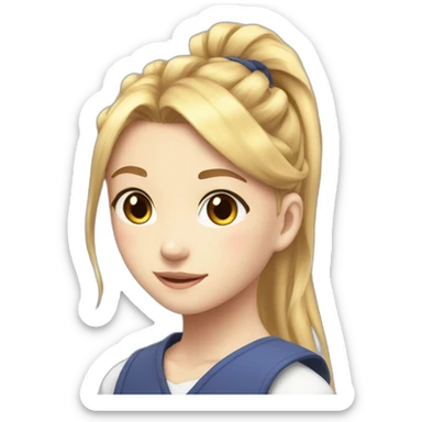 anime-inspired young girl with radiant golden blonde hair tied in a ponytail sticker